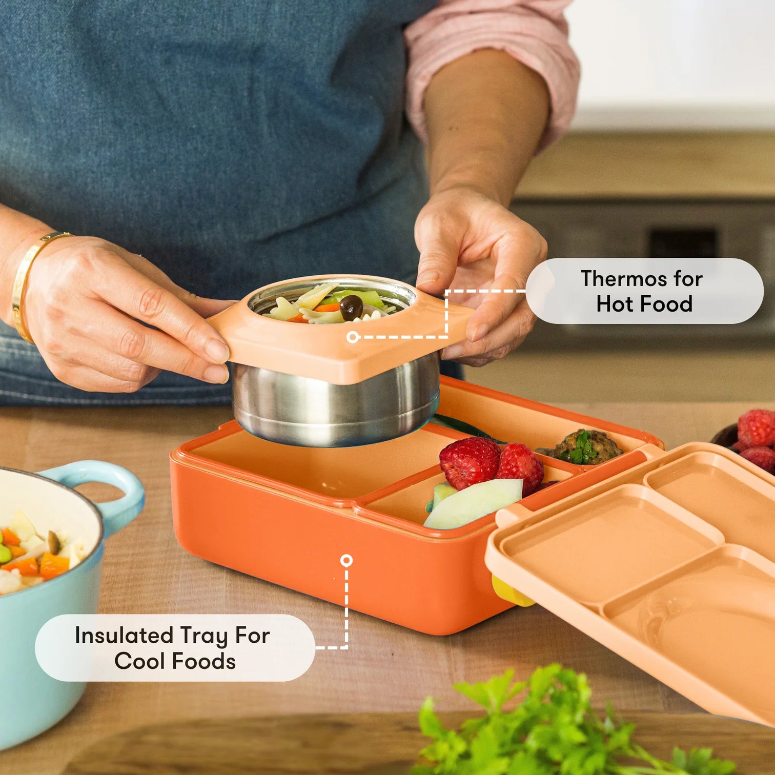 OmieBox hot & cold - Lunchbox s vyjímatelnou termonádobou Poppy Orange