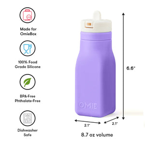 OmieBottle 260ml - silikonová láhev do OmieBoxu s brčkem - fialová