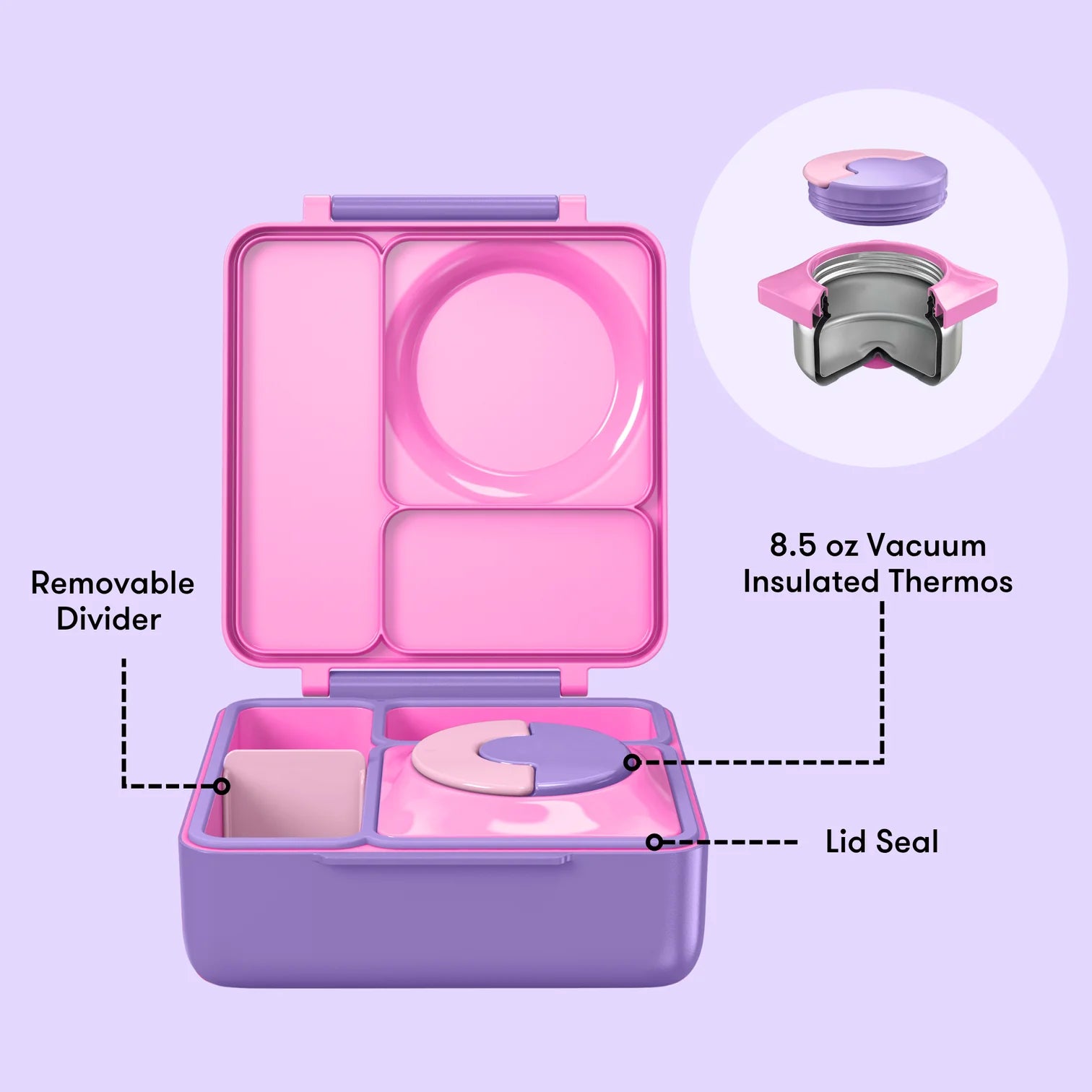 OmieBox hot & cold - Lunchbox s vyjímatelnou termonádobou Unicorn Pink