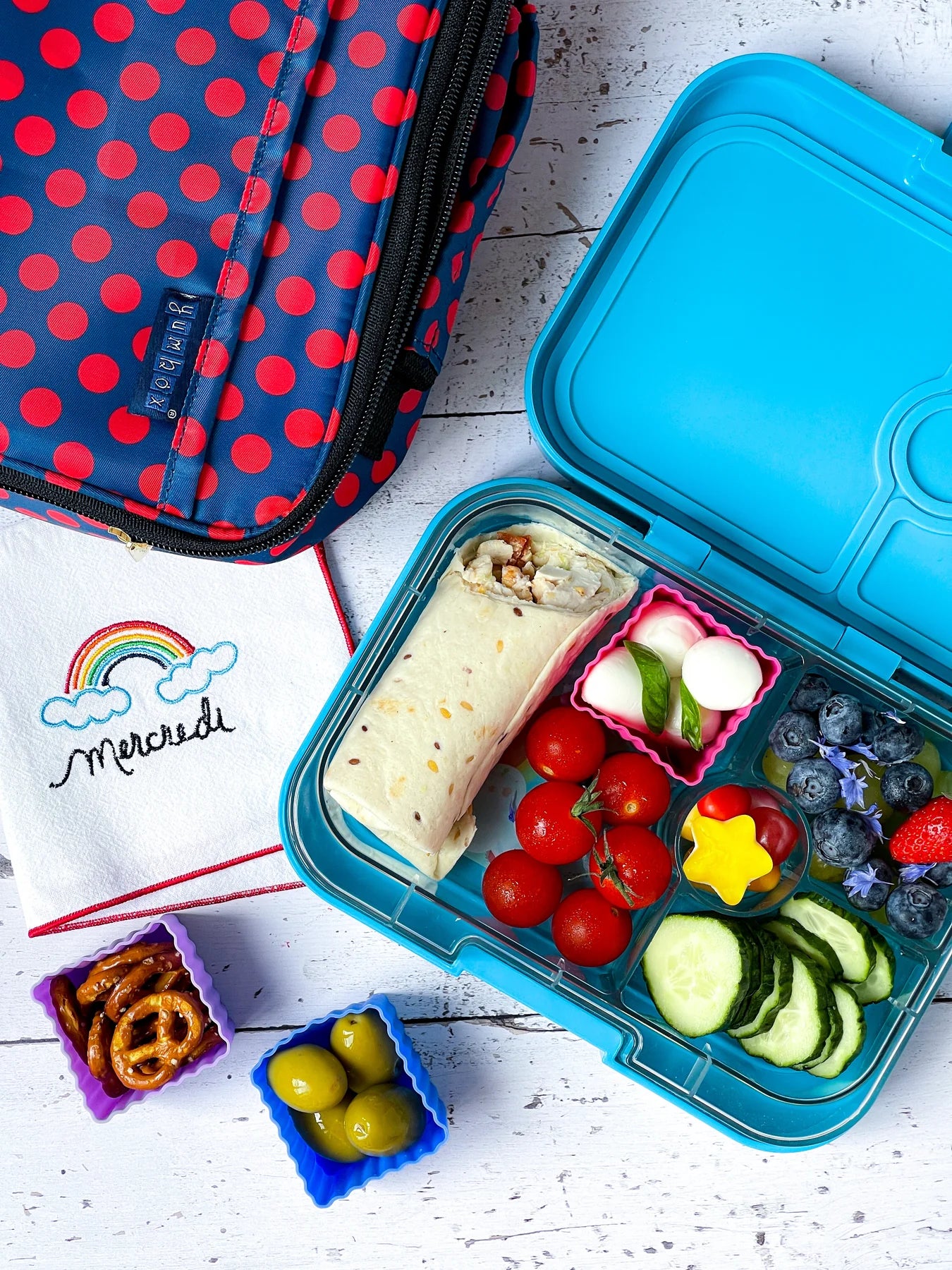 Yumbox CUBES - sada 6 silikonových formiček modrá a zelená