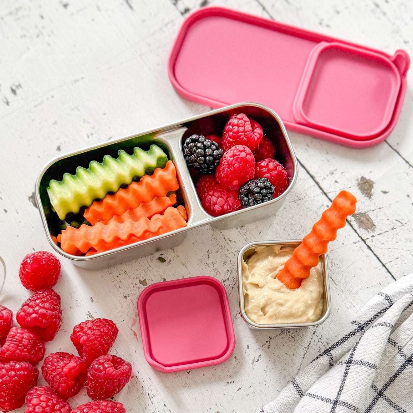 Nerezová sada Dip&Snack - fuchsia