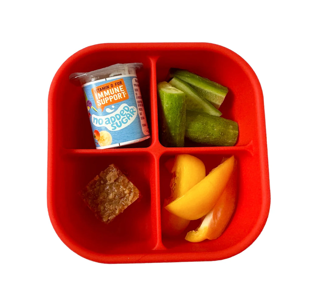 Silikonový Pick Box SNACK - 4 oddělení - červeno růžový