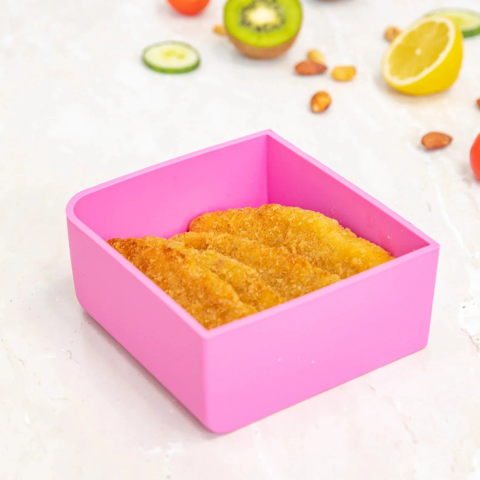 MontiiCo FEAST čtvercový silikonový tác Růžová