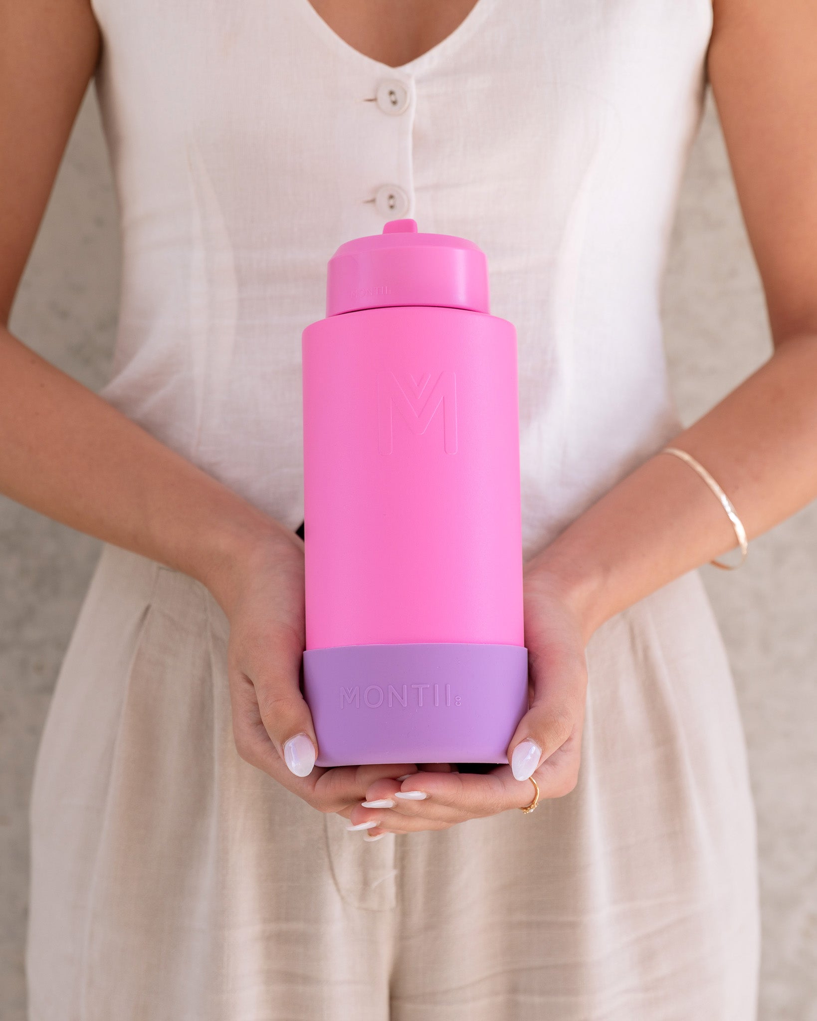 Montii Fusion 1l- termoizolační láhev Růžová s cucacím víčkem