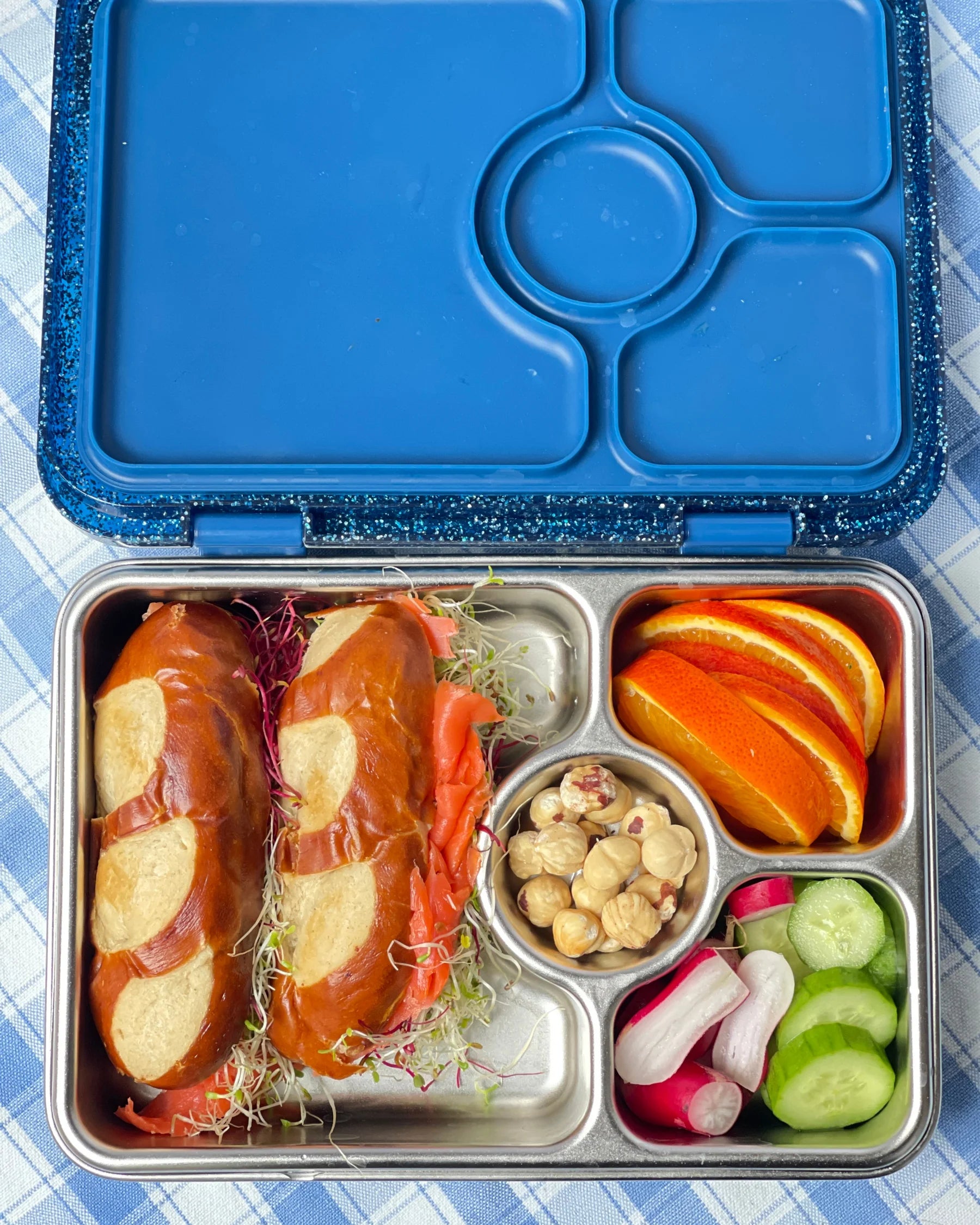 Yumbox Prêt nerez 4 oddělení - pařížská modrá s třpytkami