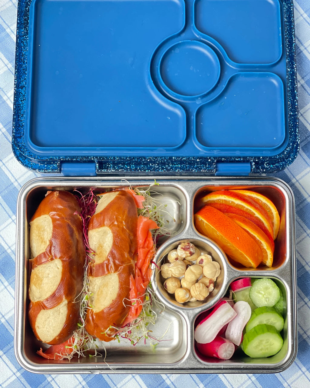 Yumbox Prêt nerez 4 oddělení - modrý soumrak s třpytkami
