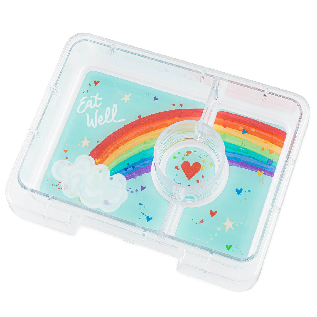 Yumbox Snack 3 oddělení pravá modrá s potiskem (obláčky)