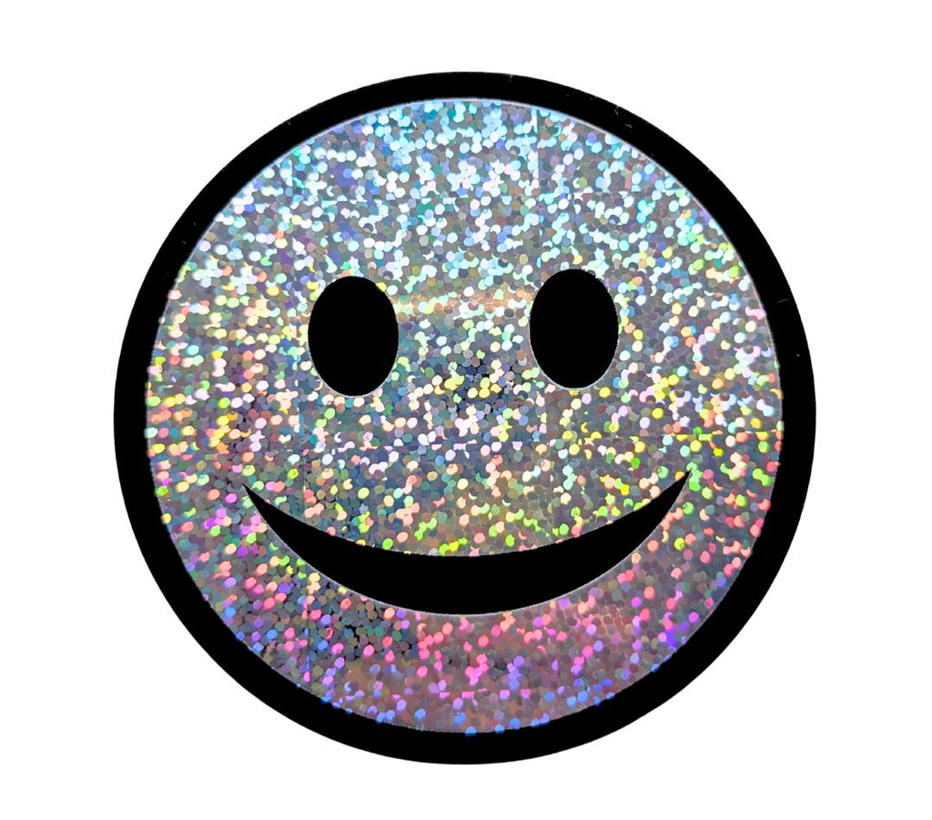 Třpytivá voděodolná nálepka Smiley