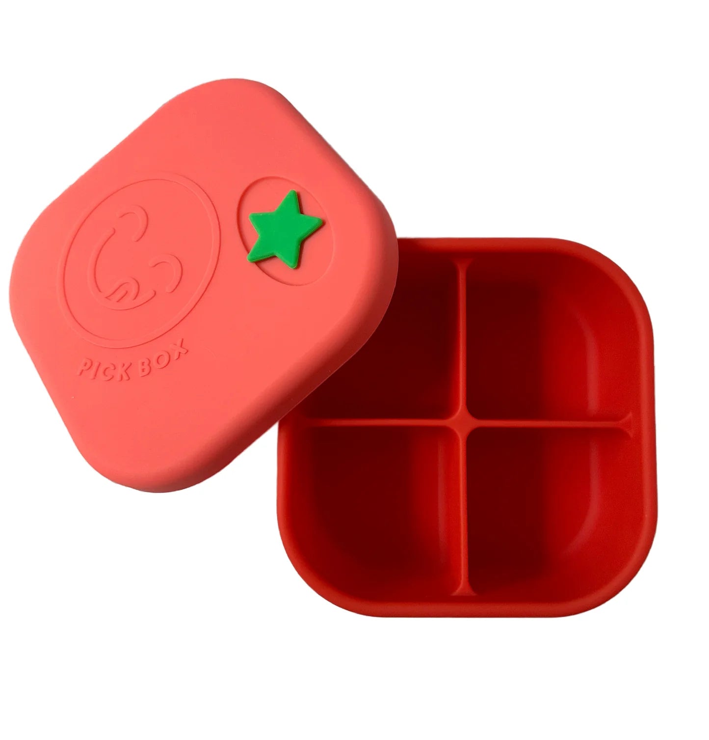 Silikonový Pick Box SNACK - 4 oddělení - červeno růžový