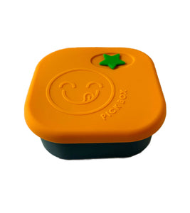 Silikonový Pick Box SNACK - 4 oddělení - žluto modrý