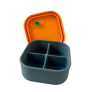 Silikonový Pick Box SNACK - 4 oddělení - žluto modrý
