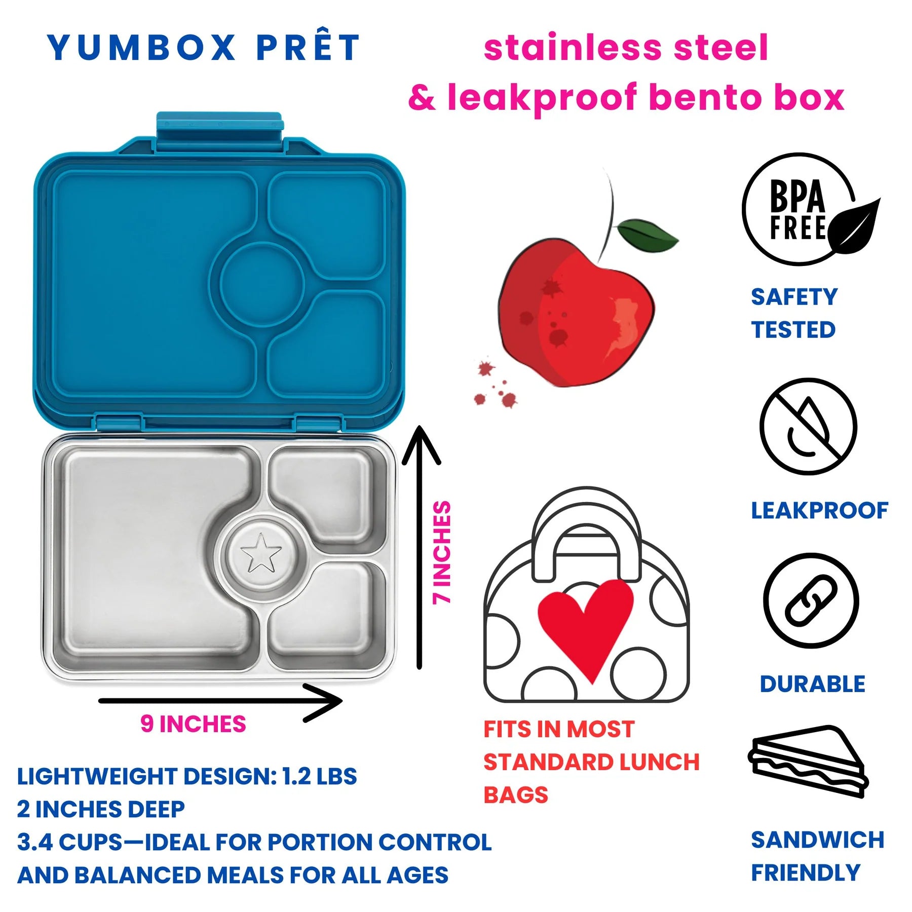 Yumbox Prêt nerez 4 oddělení - modrý soumrak s třpytkami