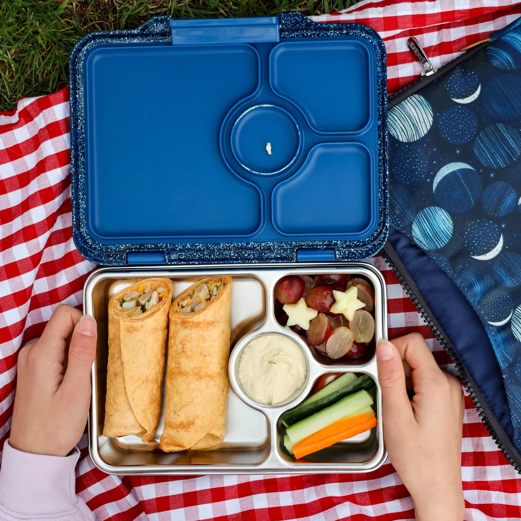 Yumbox Prêt nerez 4 oddělení - modrý soumrak s třpytkami
