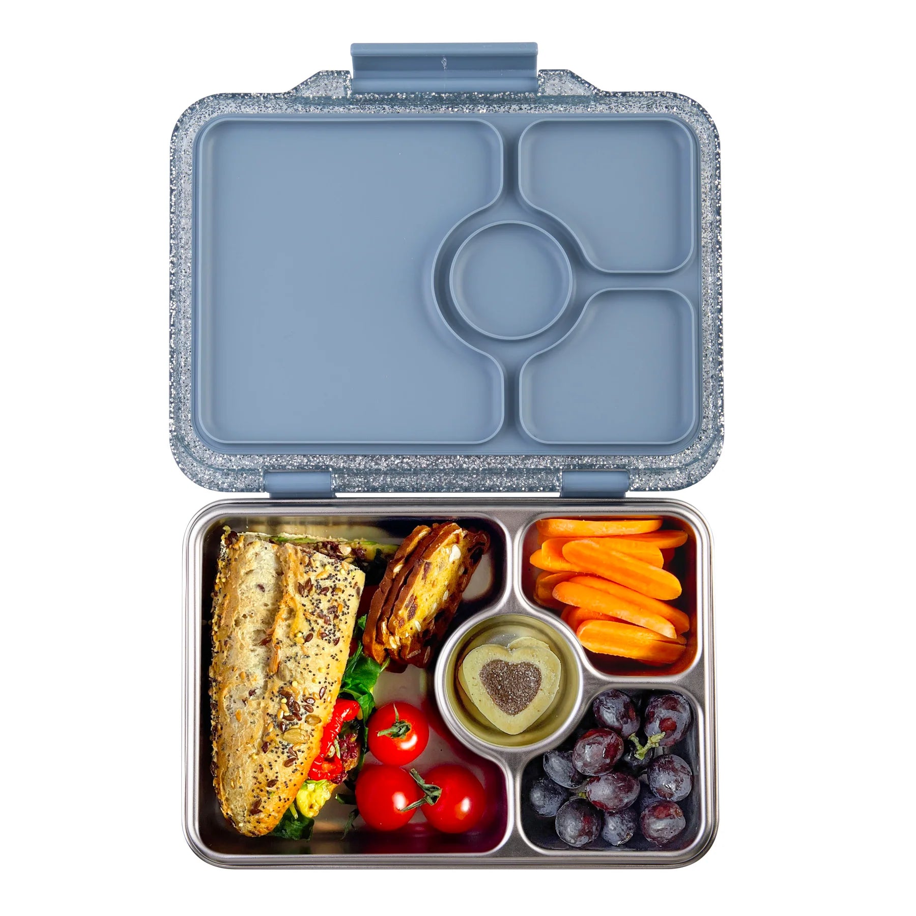 Yumbox Prêt nerez 4 oddělení - pařížská modrá s třpytkami