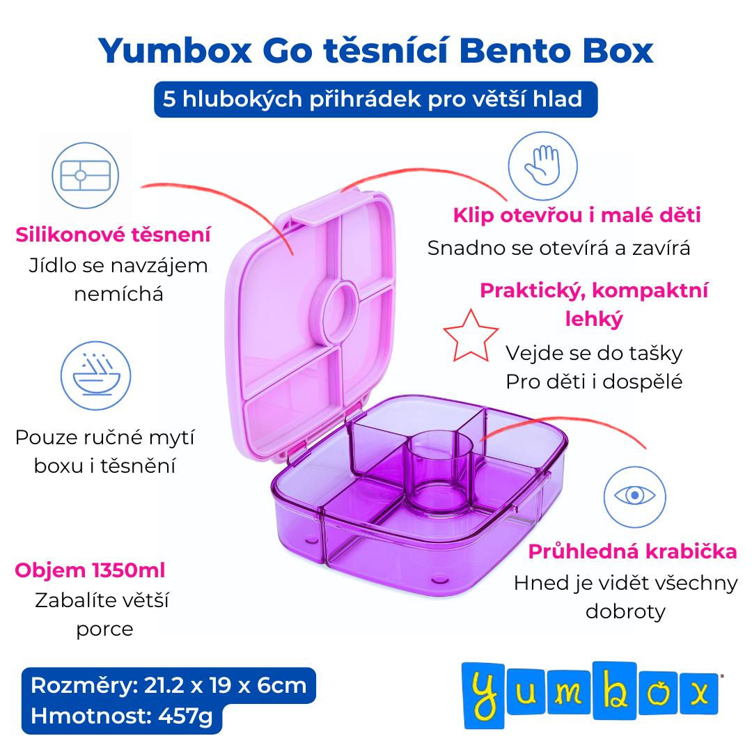 Yumbox GO - 5 oddělení fialové Kyoto