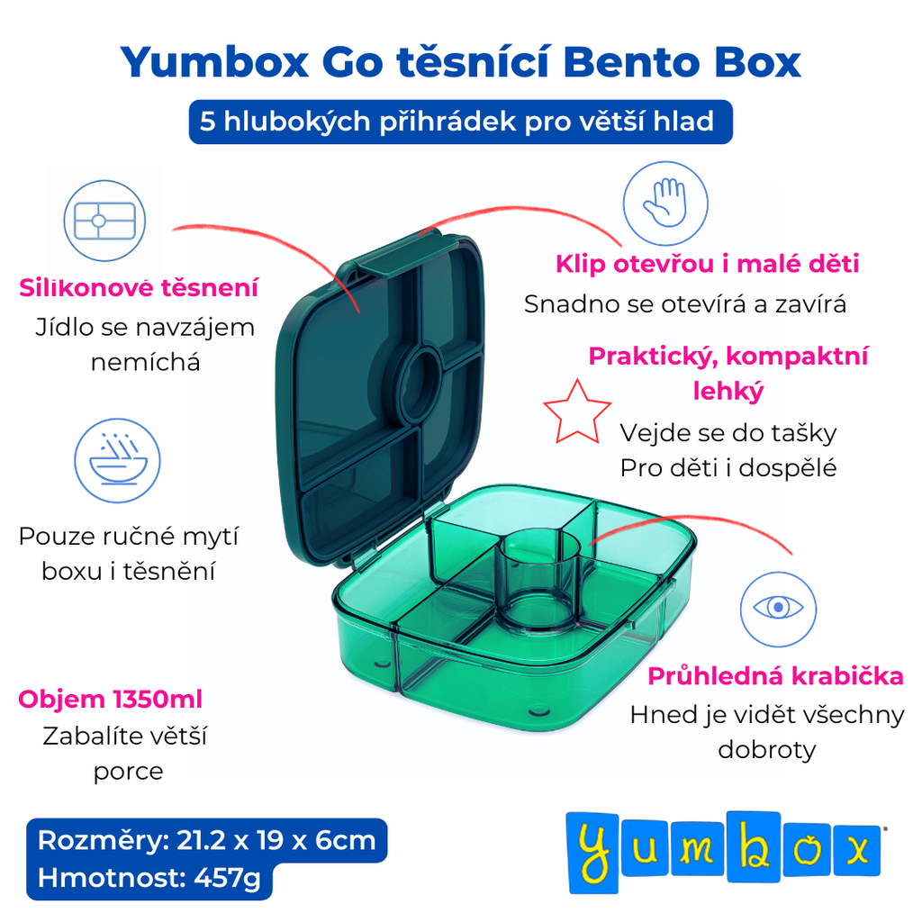 Yumbox GO - 5 oddělení zelená Lima