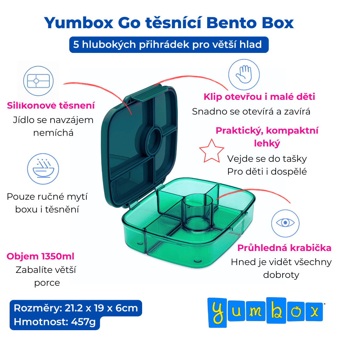 Yumbox GO - 5 oddělení zelená Lima