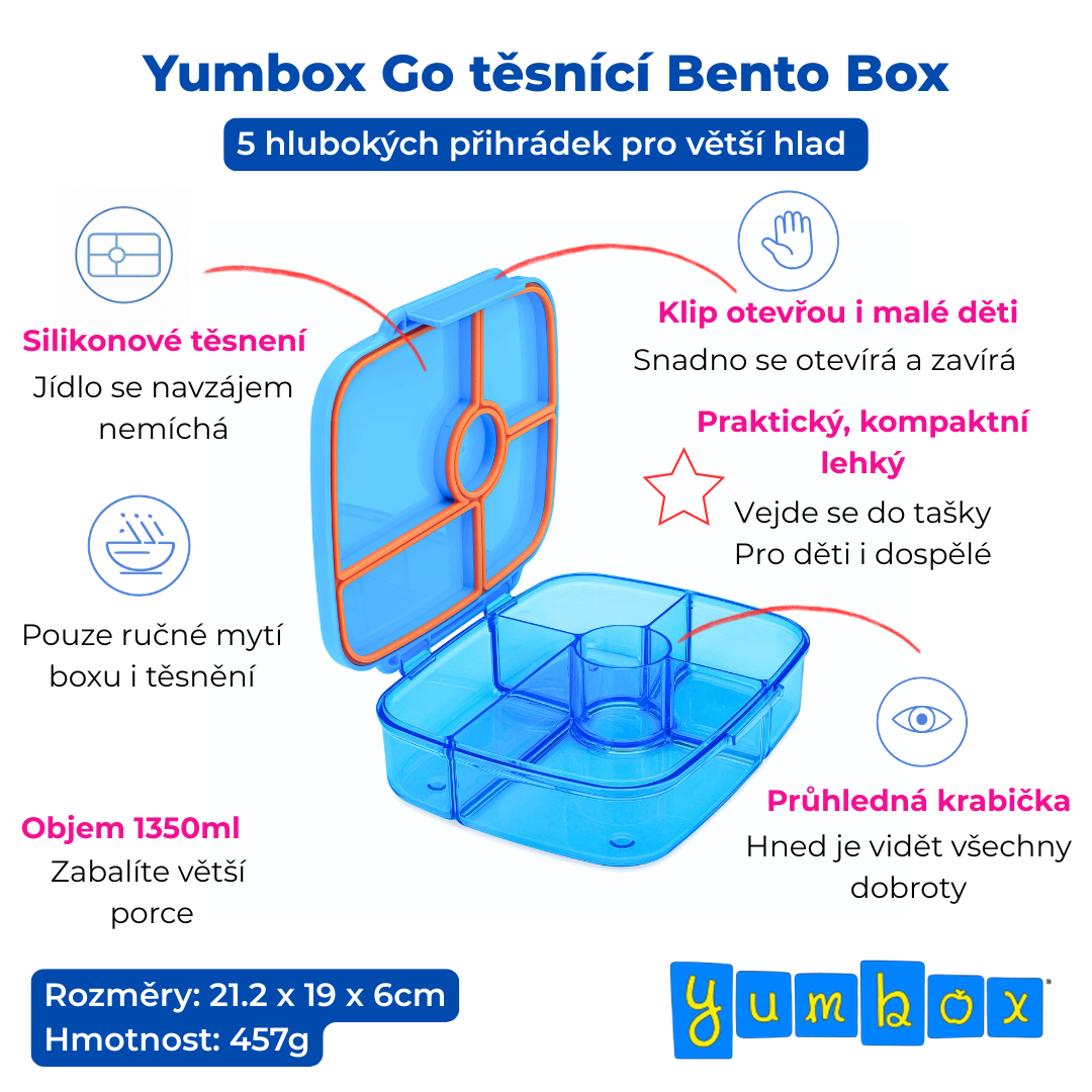 Yumbox GO - 5 oddělení modré Miami