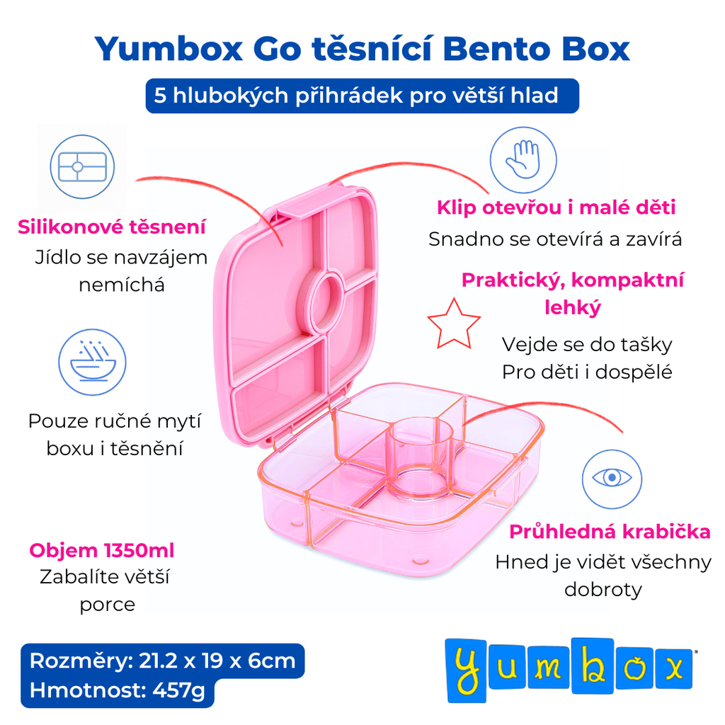 Yumbox GO - 5 oddělení růžové Sydney