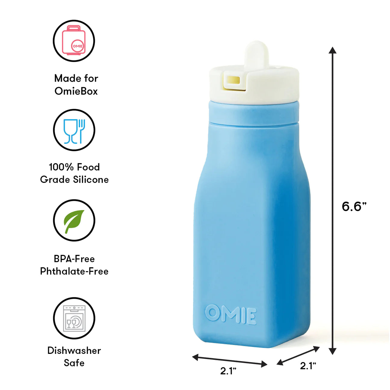 OmieBottle 260ml - silikonová láhev do OmieBoxu s brčkem - modrá