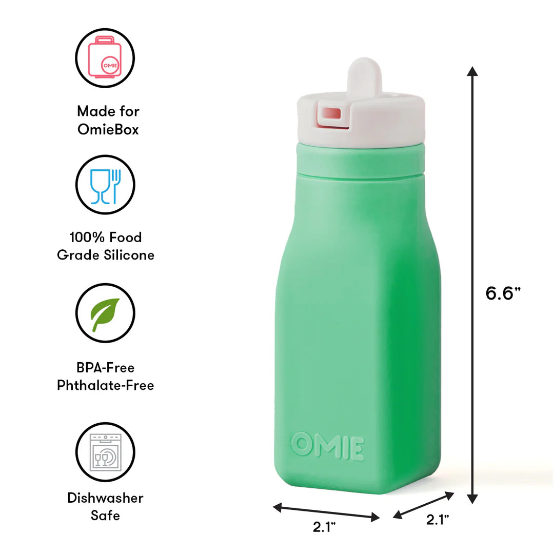 OmieBottle 260ml - silikonová láhev do OmieBoxu s brčkem - zelená