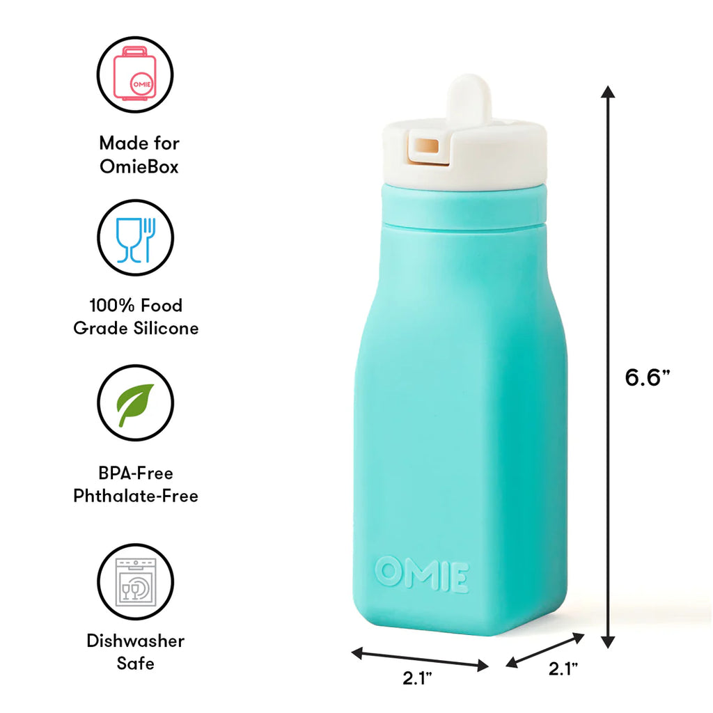 OmieBottle 260ml - silikonová láhev do OmieBoxu s brčkem - tyrkys