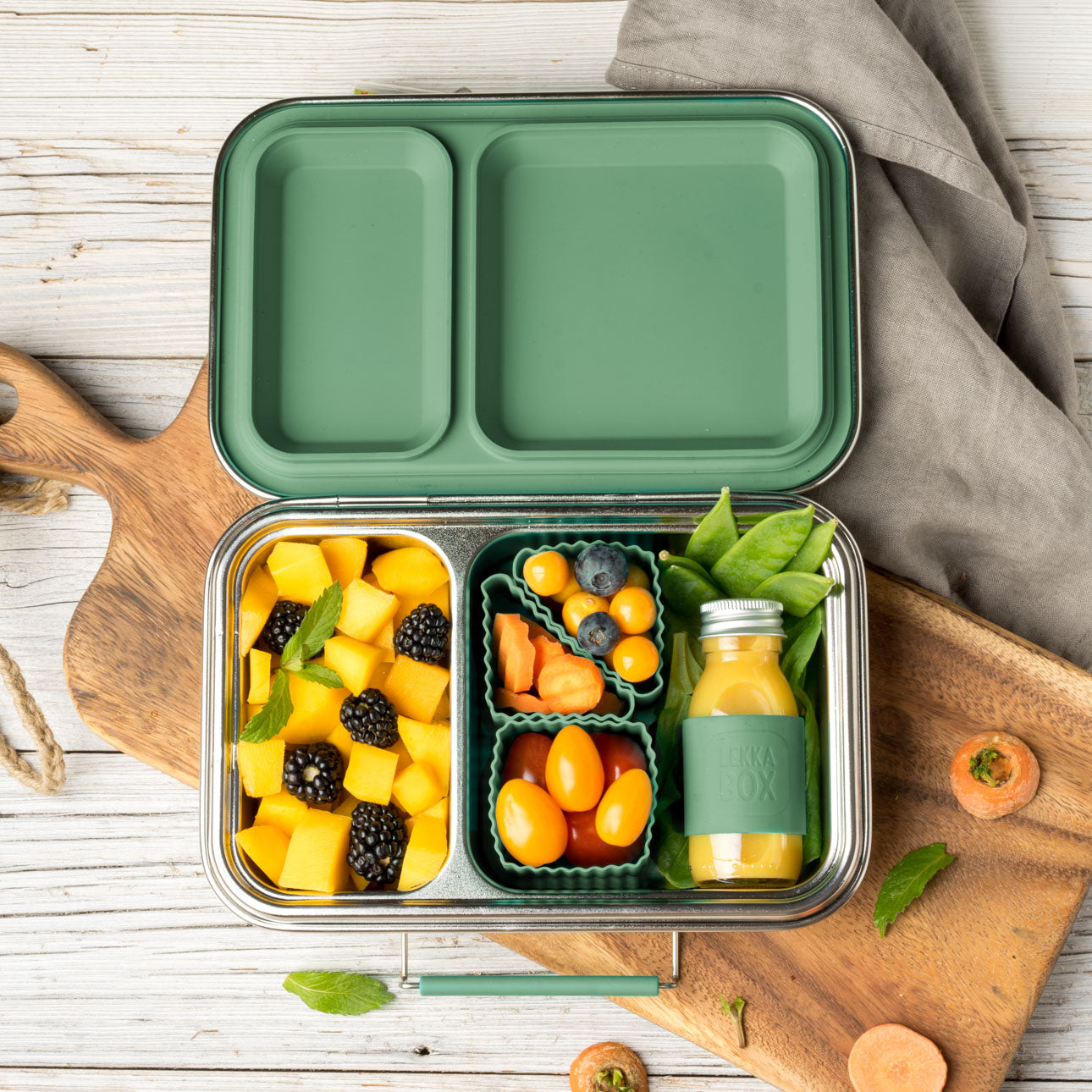 Lekkabox DUO nerezový box se 2 odděleními - les