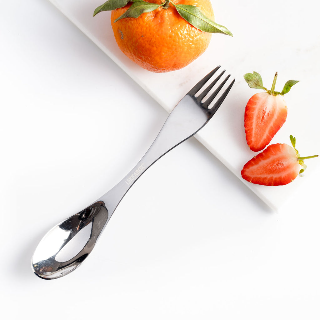 Velká nerezová vidličko-lžička stříbrná