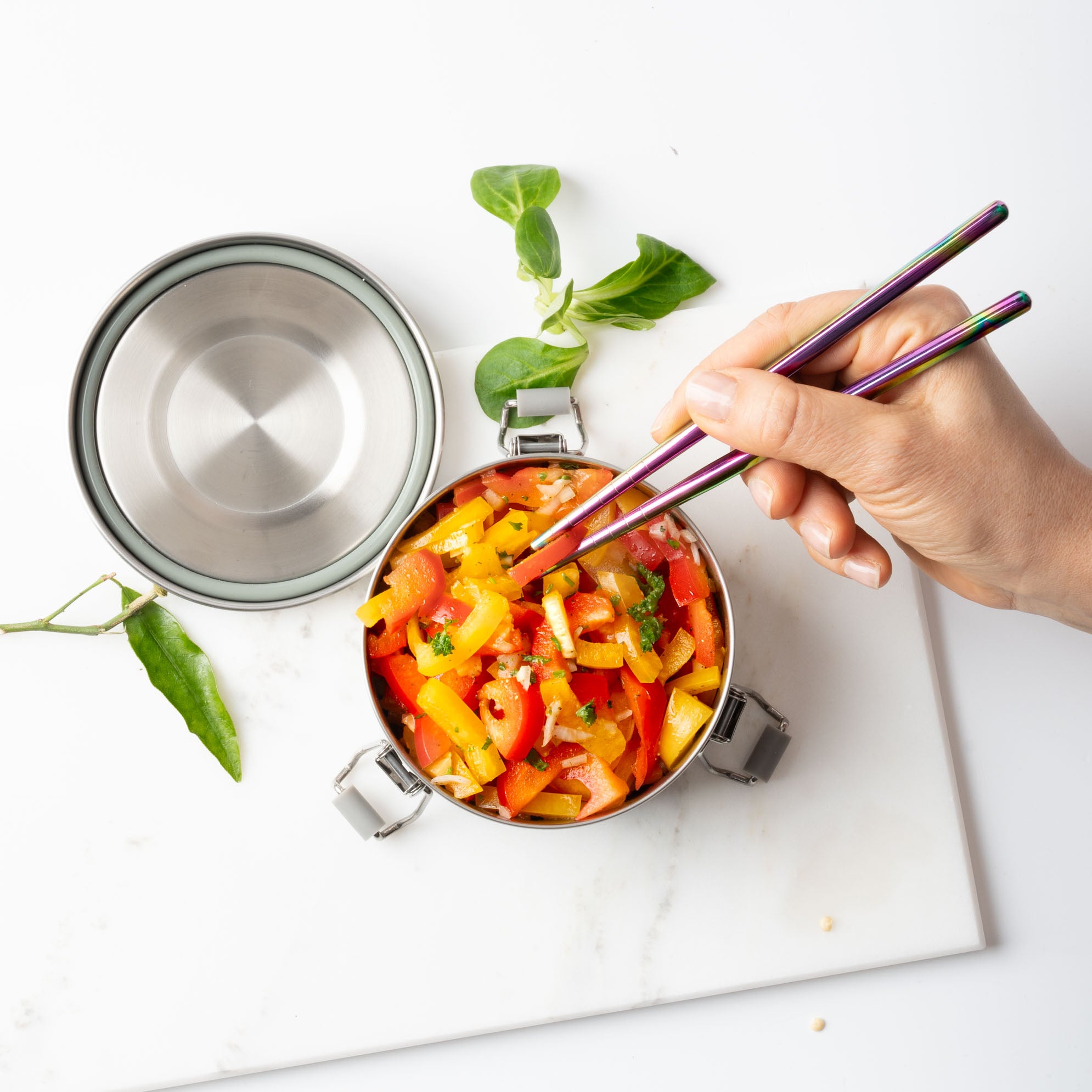 Lekkabox Stix - mini nerezové hůlky - duhové