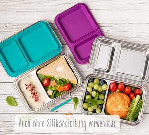 Lekkabox DUO nerezový box se 2 odděleními - petrolejová