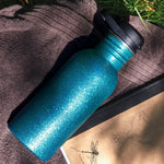 Načíst obrázek do prohlížeče Galerie, Lekkabox GO 500ml - lehká nerezová láhev - aqua se třpytkami
