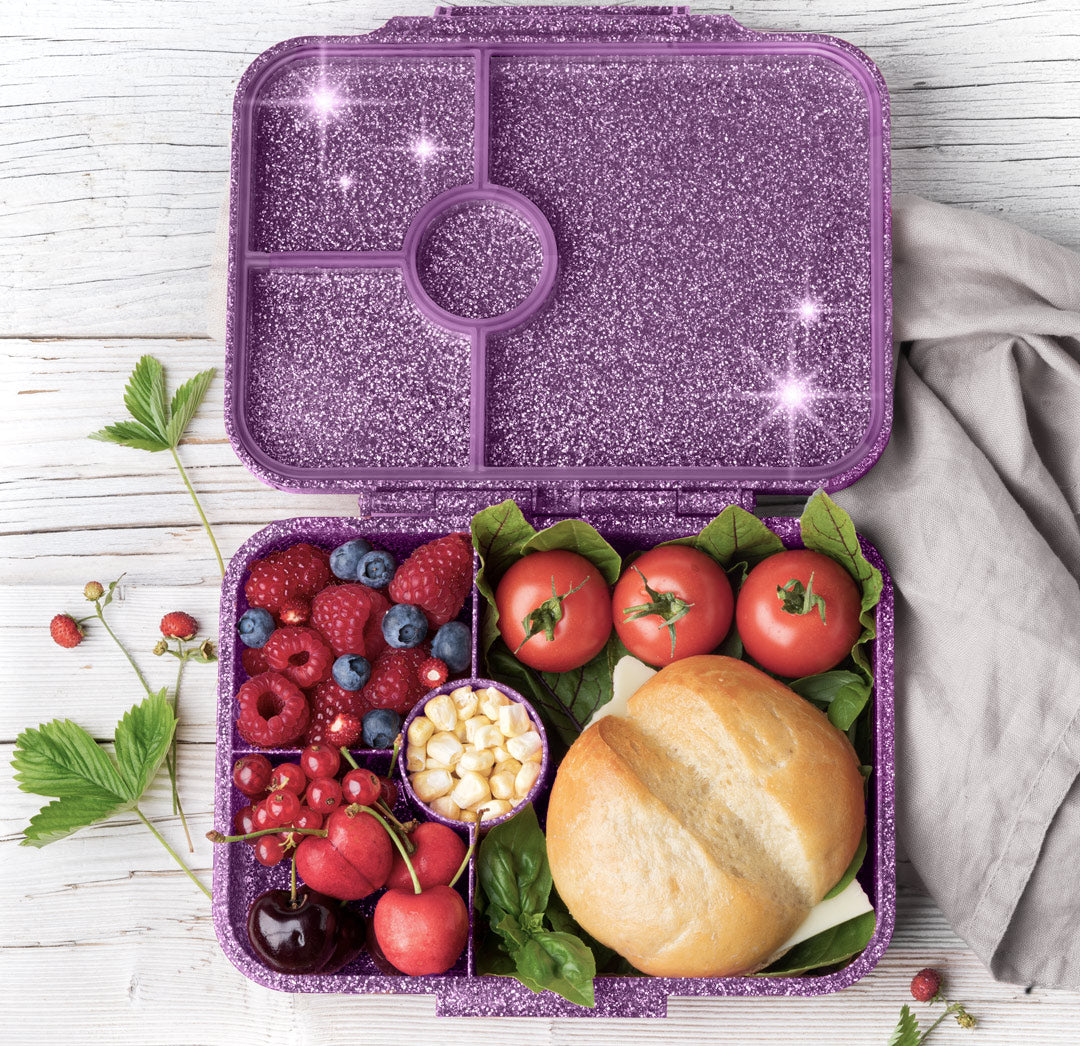 Lekkabox Glamour se 4 odděleními - fialový se třpytkami