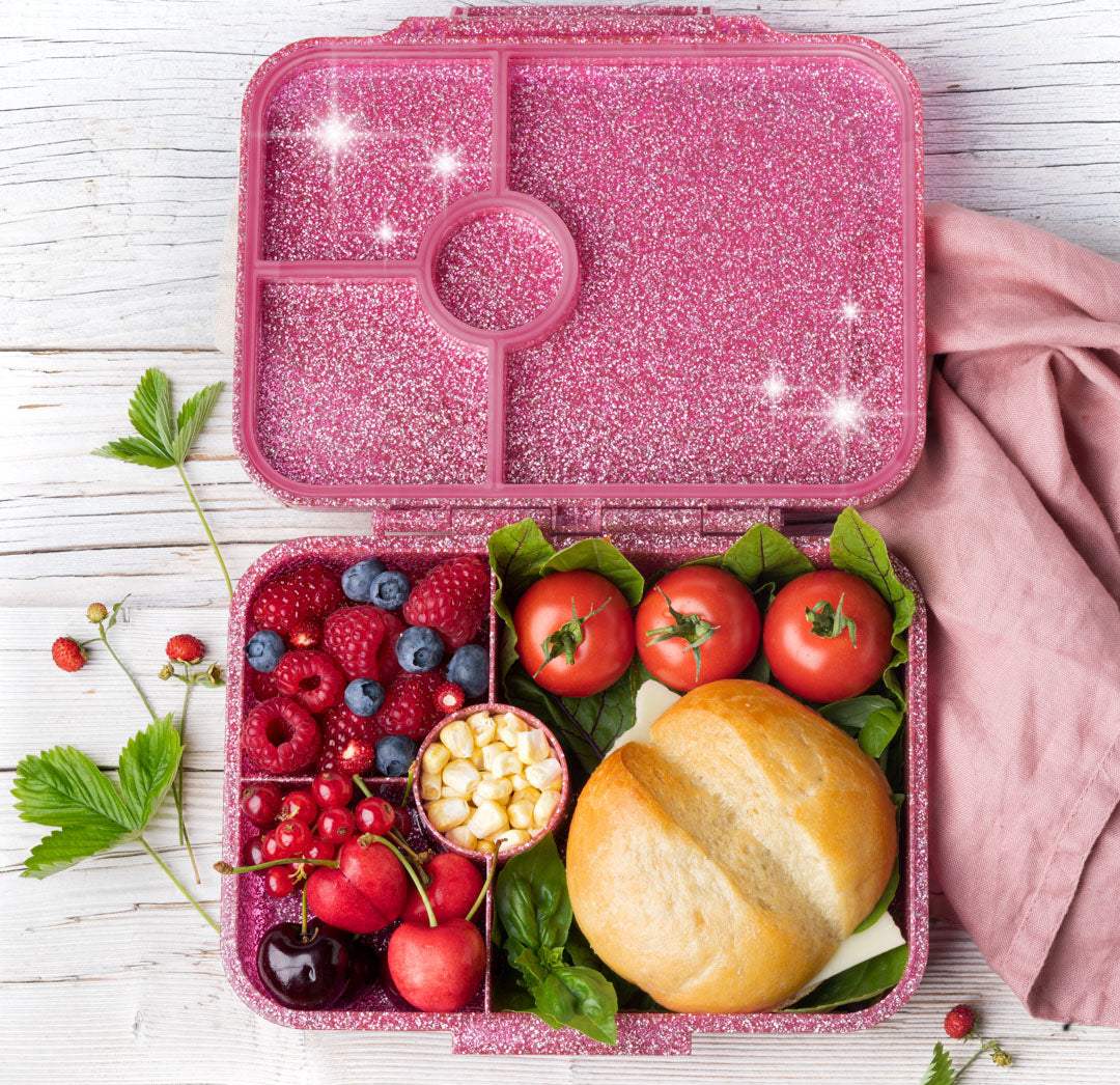 Lekkabox Glamour se 4 odděleními - růžový se třpytkami