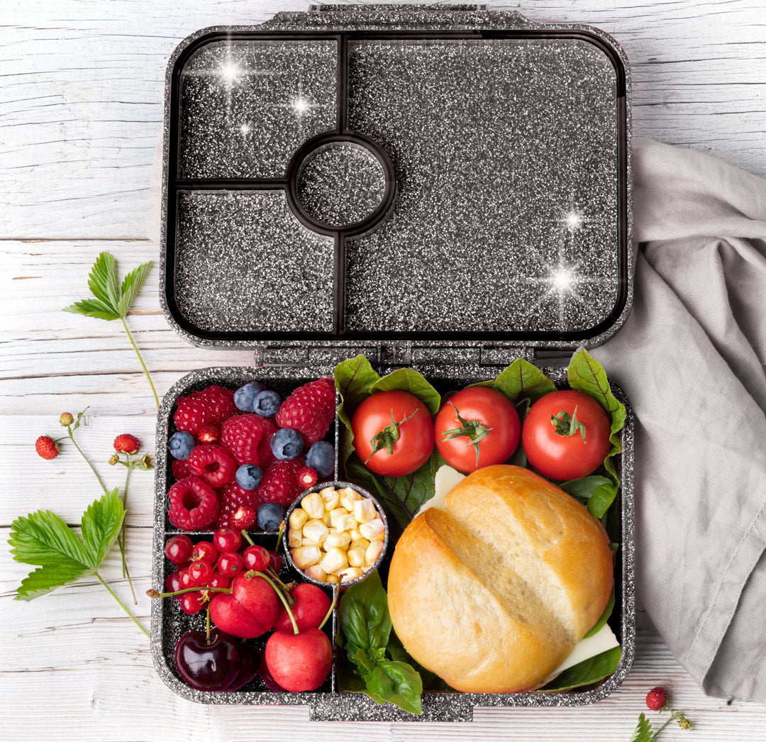 Lekkabox Glamour se 4 odděleními - černý se třpytkami