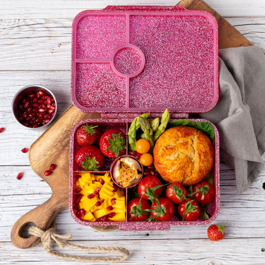 Lekkabox Glamour se 4 odděleními - růžový se třpytkami