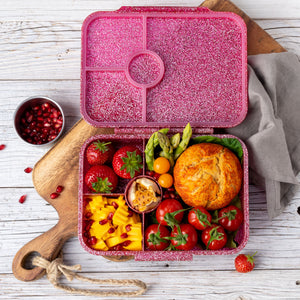 Lekkabox Glamour se 4 odděleními - růžový se třpytkami