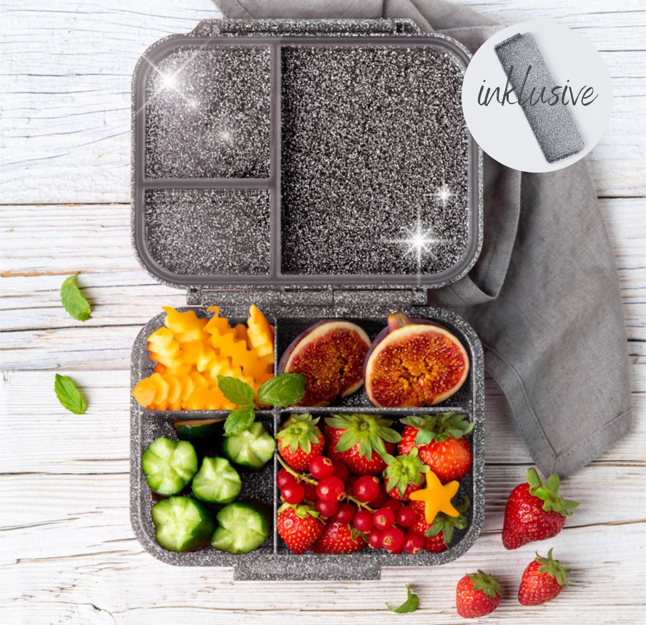 Lekkabox Glamour MINI - černý se třpytkami