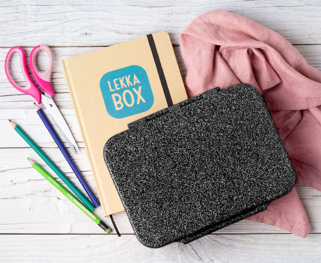 Lekkabox Glamour se 4 odděleními - černý se třpytkami