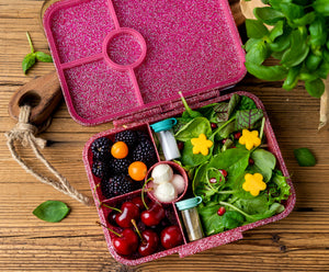 Lekkabox Glamour se 4 odděleními - růžový se třpytkami