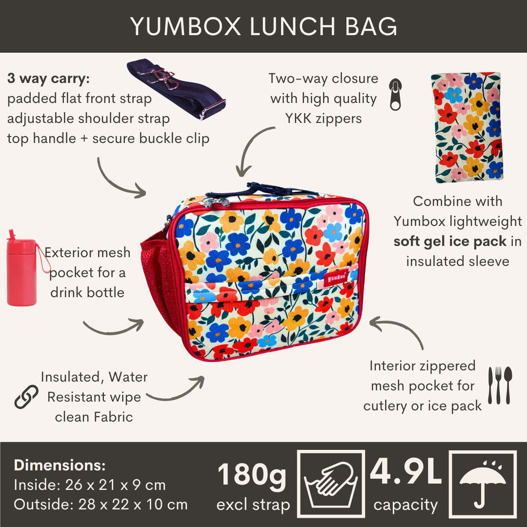 Yumbox termo izolační taštička na lunchbox s popruhem - Makové kvítky