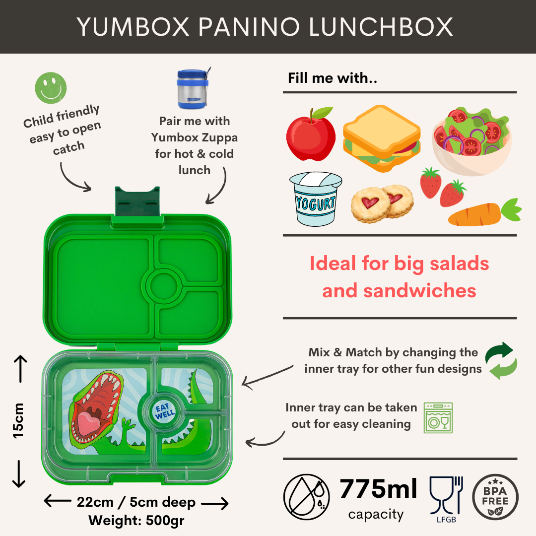 Yumbox Panino 4 oddělení zelený (žralok)