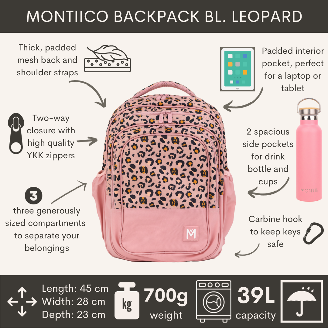 MontiiCo - Školní batoh LEOPARD jen 700g!