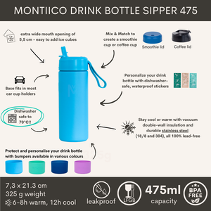 Montii Fusion 475ml - termoizolační láhev Pobřeží s cucacím víčkem