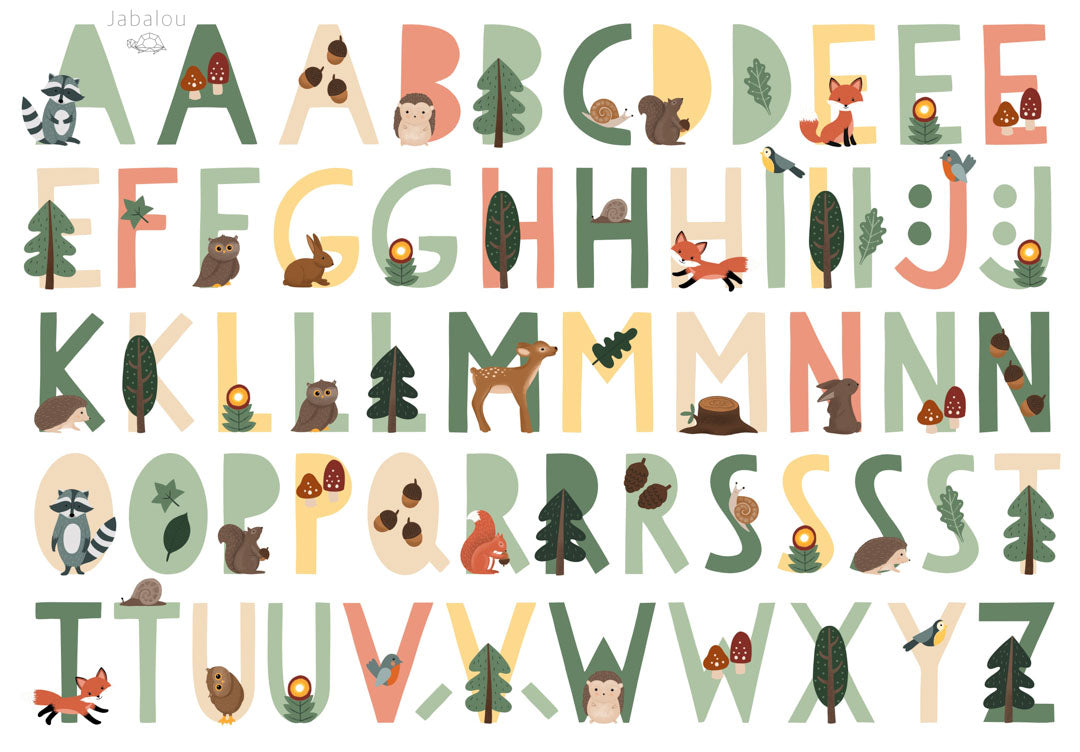 Voděoodolné nálepky písmenka - les