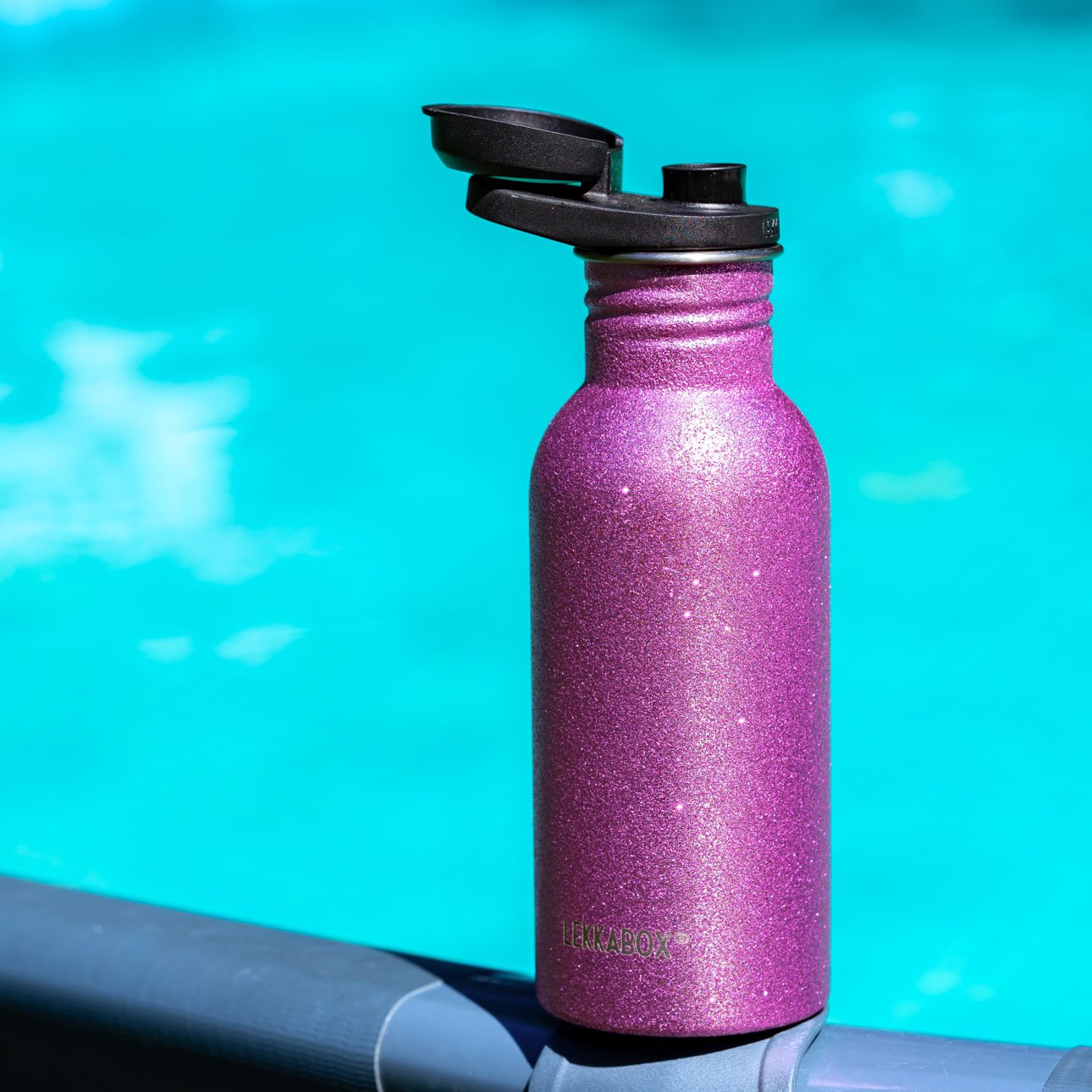 Lekkabox GO 500ml - lehká nerezová láhev - růžová se třpytkami