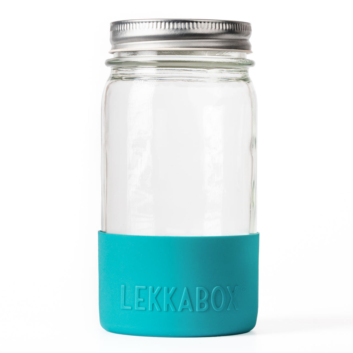 LEKKABOX Meal Prep – skleněná dóza s víčkem a silikonovým chráničem, 500 ml oceán