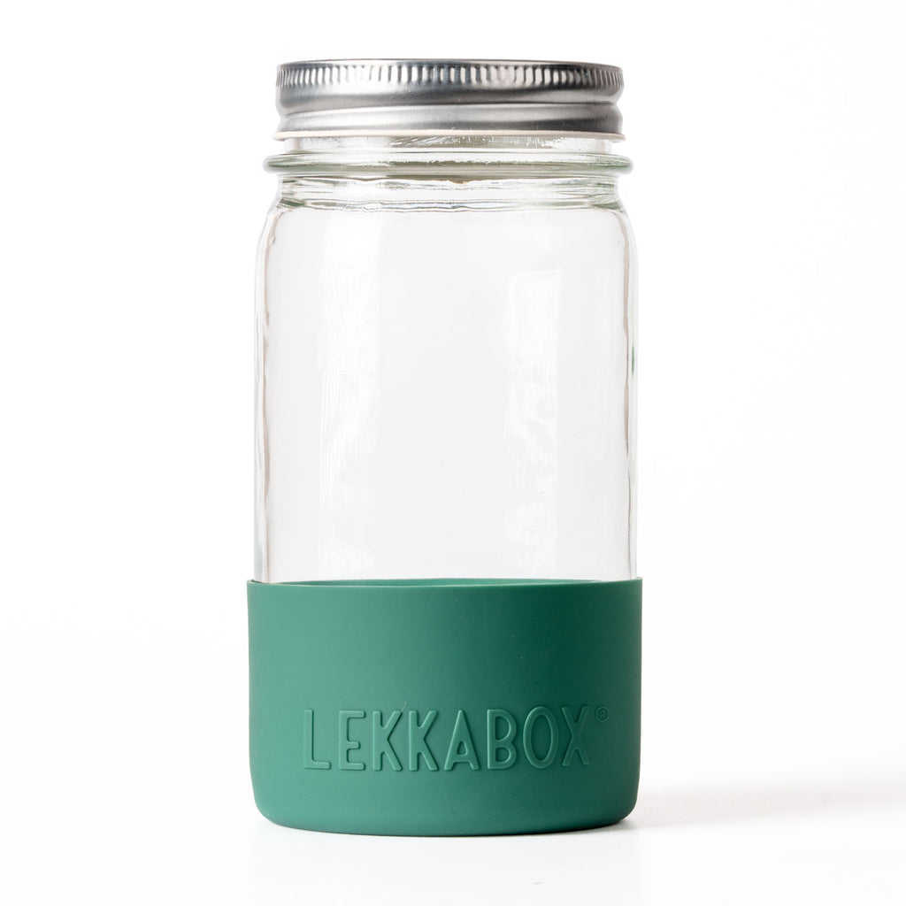 LEKKABOX Meal Prep – skleněná dóza s víčkem a silikonovým chráničem, 500 ml les