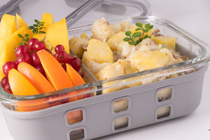 Lekkabox Prep Lunchbox 900ml se dvěma odděleními - sklo a silikonový chránič