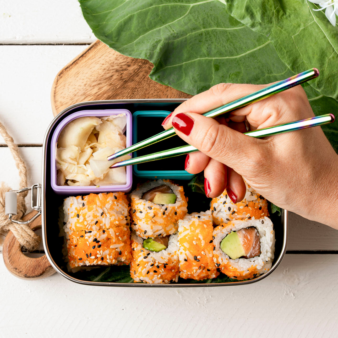 Lekkabox Stix - mini nerezové hůlky - duhové