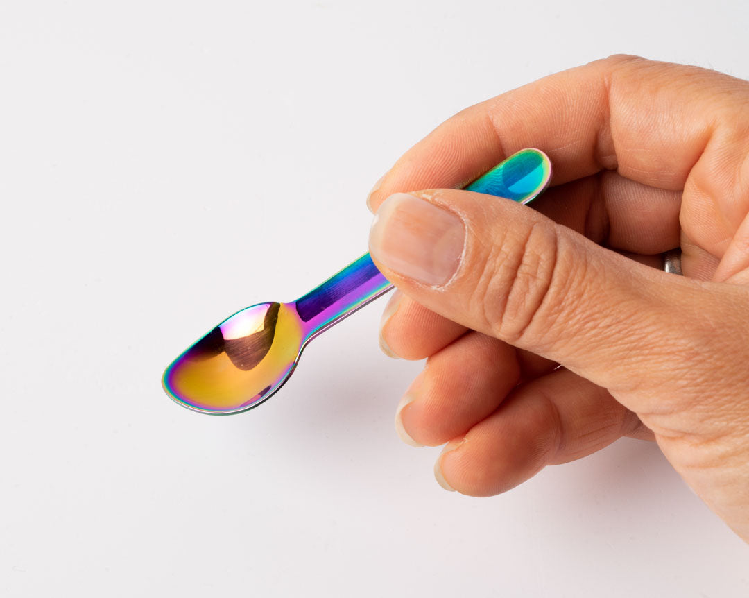 Mini nerezová vidličko-lžička duhová